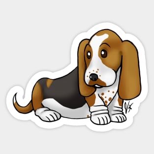 Dog - Basset Hound - Brown and Black Sticker